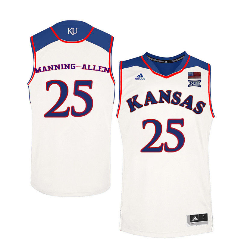 Men Kansas Jayhawks #25 Caelynn Manning-Allen College Basketball Jerseys-White - Click Image to Close